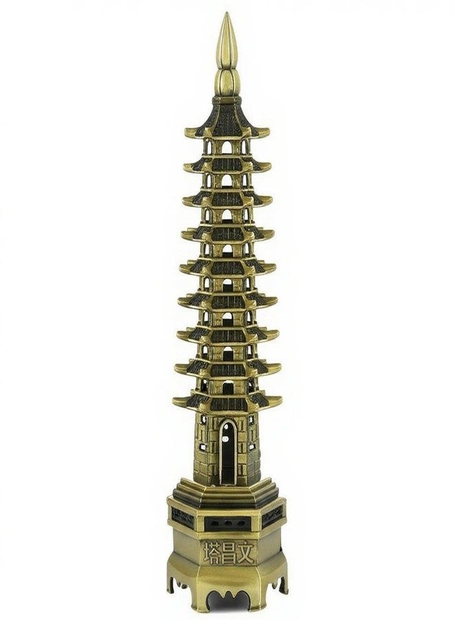 Chiorgone Nine-Tier Wenchang Pagoda Feng Shui Statue - Chinese Tower for Academic Success, Business Prosperity & Home Decor (Antique Bronze) - Image 1